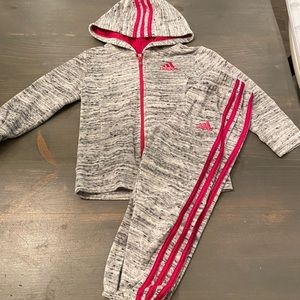 ADIDAS velour sweatsuit pink and grey 4t